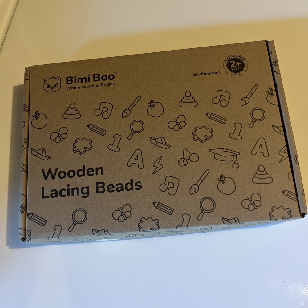 Bimi Boo Where Learning Begins Wooden Lacing Beads ABC 2+